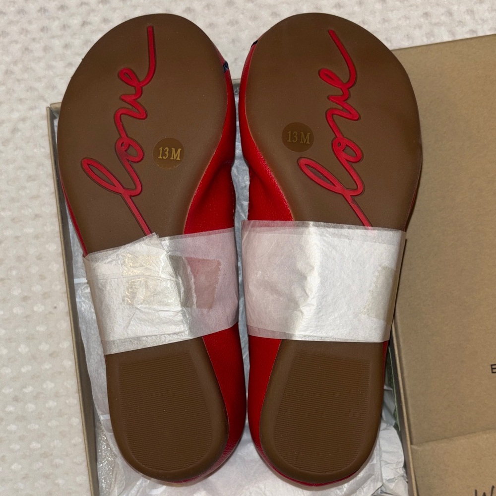 NEW! ED Ellen DeGeneres Langlee Size 13M Red 'Love' Ballet Flats - Picture 8 of 10